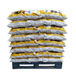 A pallet of pre-packed 25kg bags of Oxbow Newheat smokeless fuel briquettes.