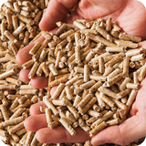 An image of wood pellets held in a hand