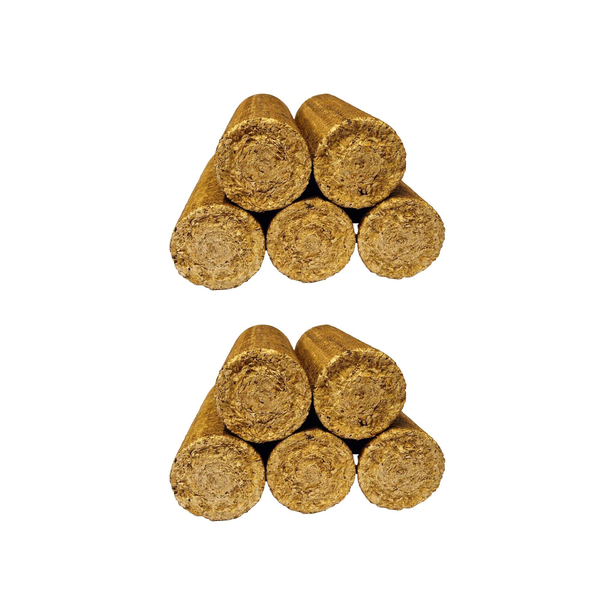 Woodlets Heat Logs stacked in two layers, showcasing the 2 × 10kg packs for efficient heating solutions.