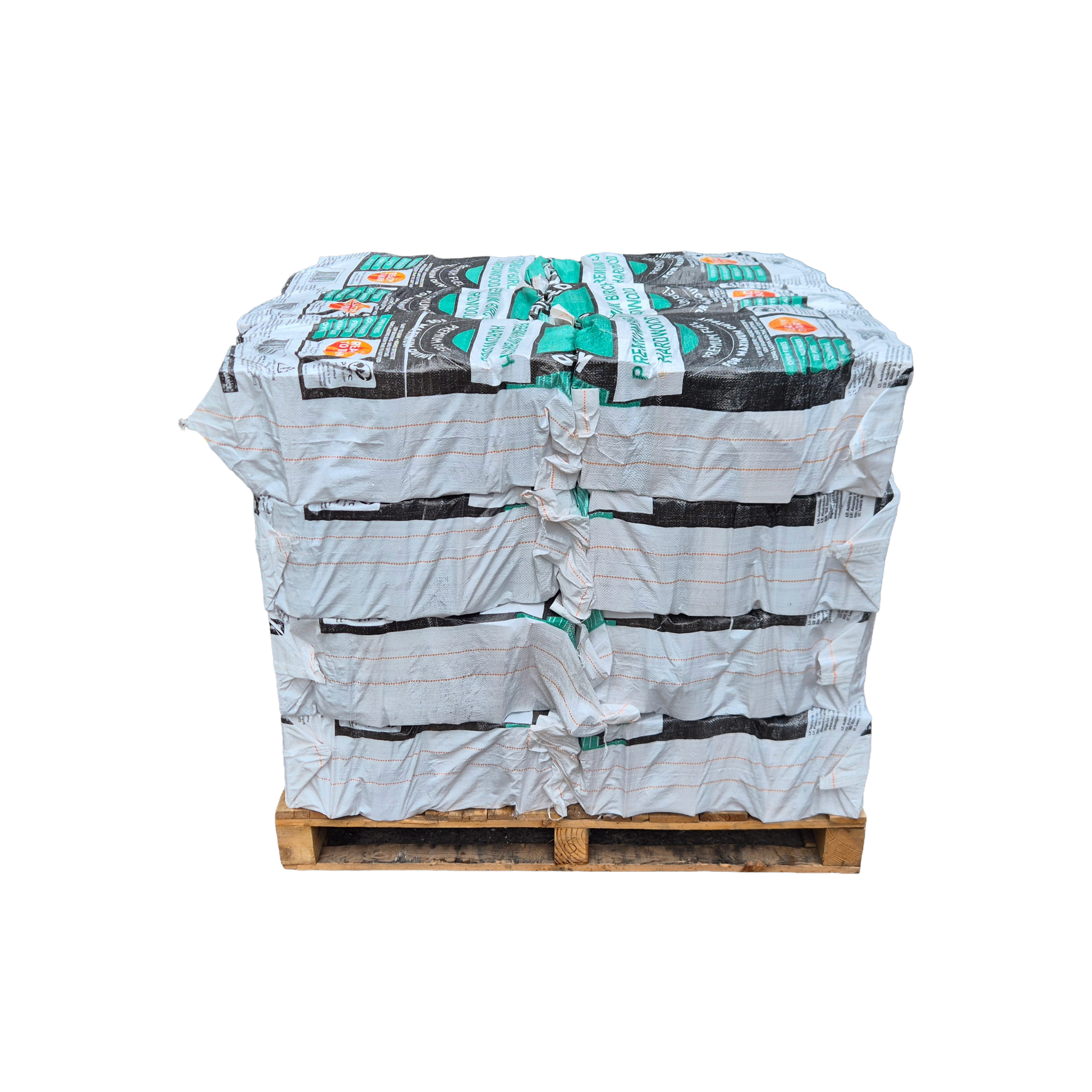 Full pallet of bagged kiln-dried birch logs